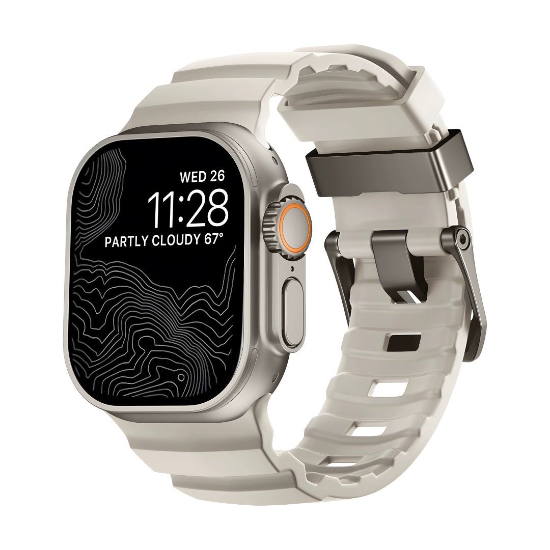 Reinforced Silicone Apple Watch Bracelet, Sturdy Buckle, Modern Look for Apple Watch 44-49mm, Sadius Model