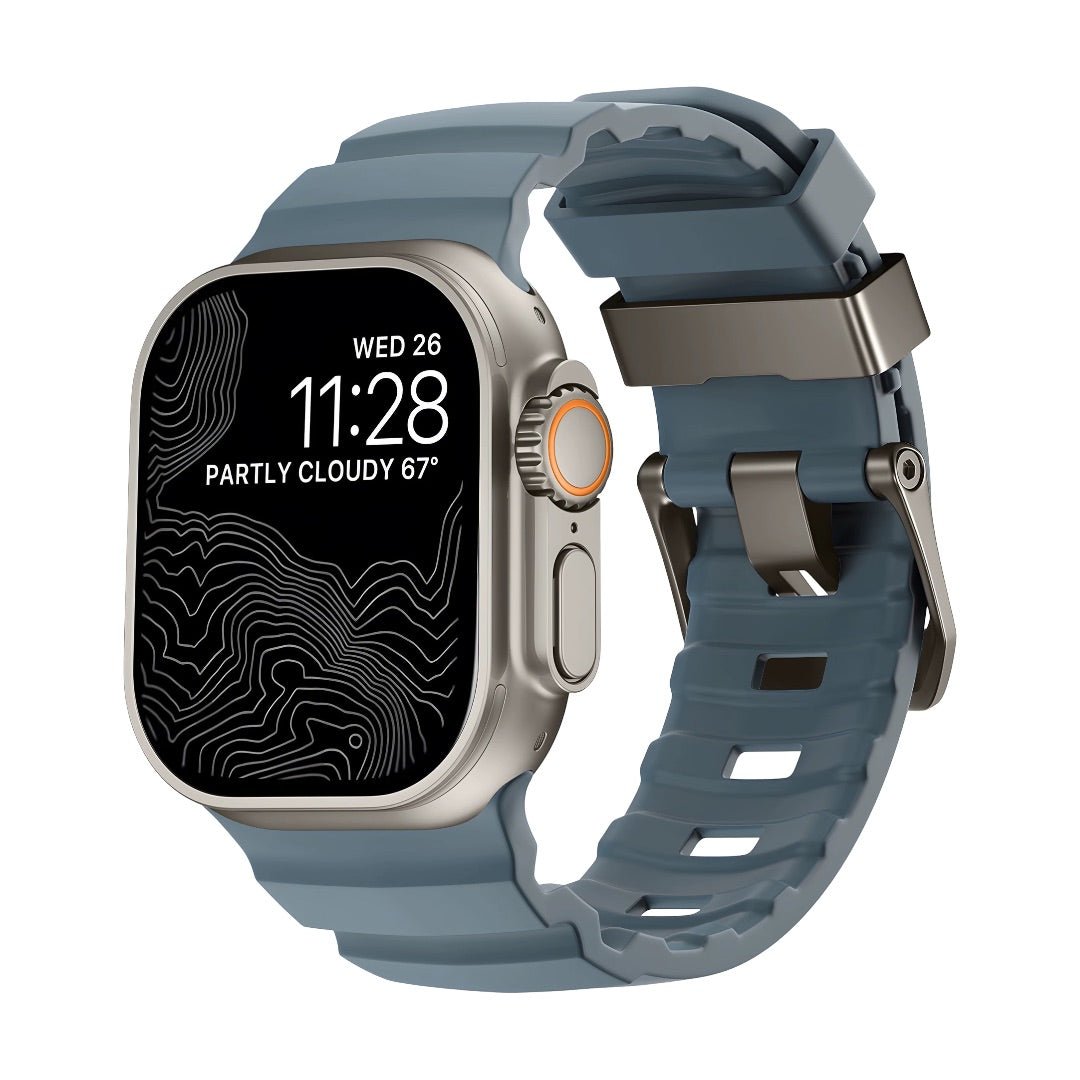 Reinforced Silicone Apple Watch Bracelet, Sturdy Buckle, Modern Look for Apple Watch 44-49mm, Sadius Model