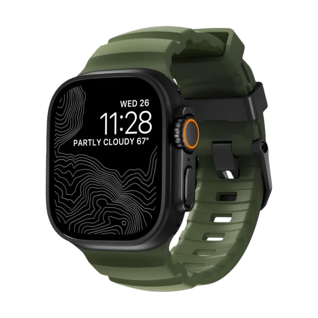 Reinforced Silicone Apple Watch Bracelet, Sturdy Buckle, Modern Look for Apple Watch 44-49mm, Sadius Model