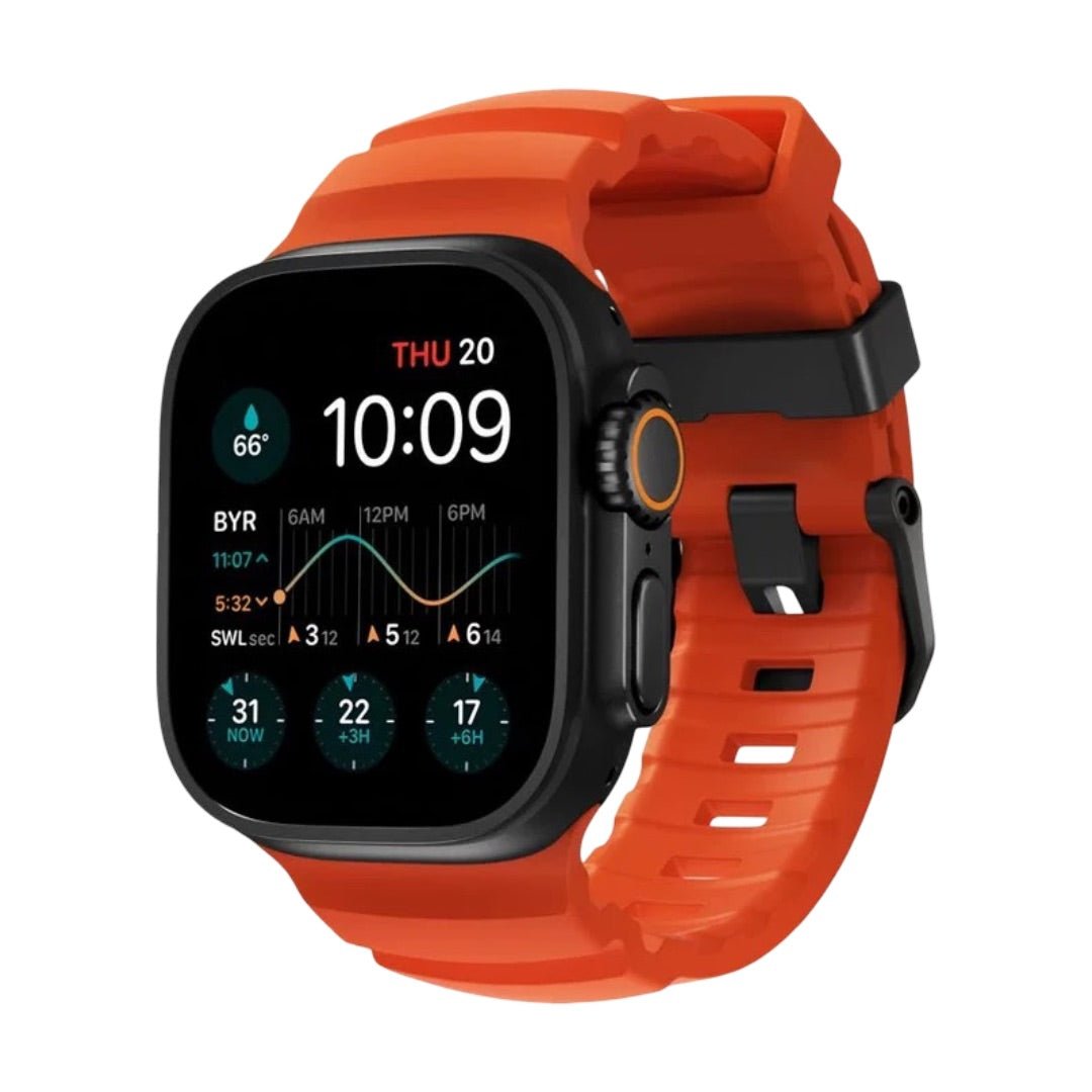 Reinforced Silicone Apple Watch Bracelet, Sturdy Buckle, Modern Look for Apple Watch 44-49mm, Sadius Model