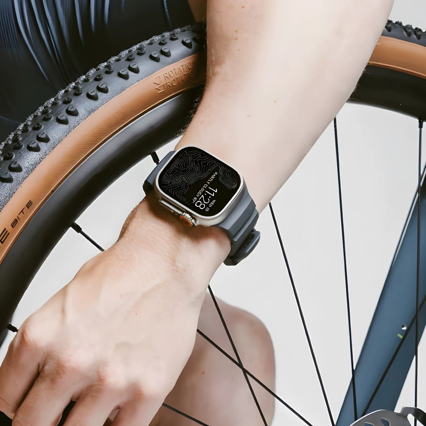 Reinforced Silicone Apple Watch Bracelet, Sturdy Buckle, Modern Look for Apple Watch 44-49mm, Sadius Model