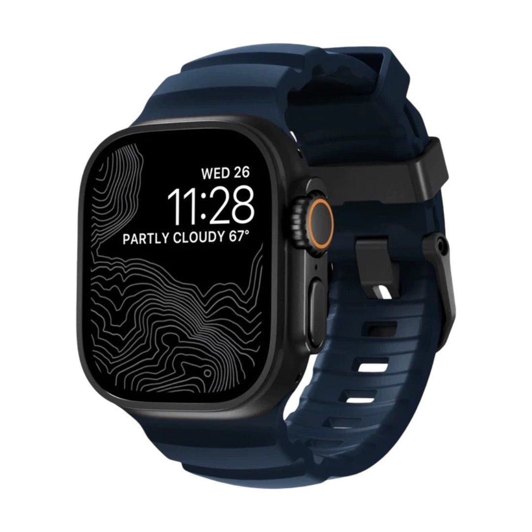 Reinforced Silicone Apple Watch Bracelet, Sturdy Buckle, Modern Look for Apple Watch 44-49mm, Sadius Model