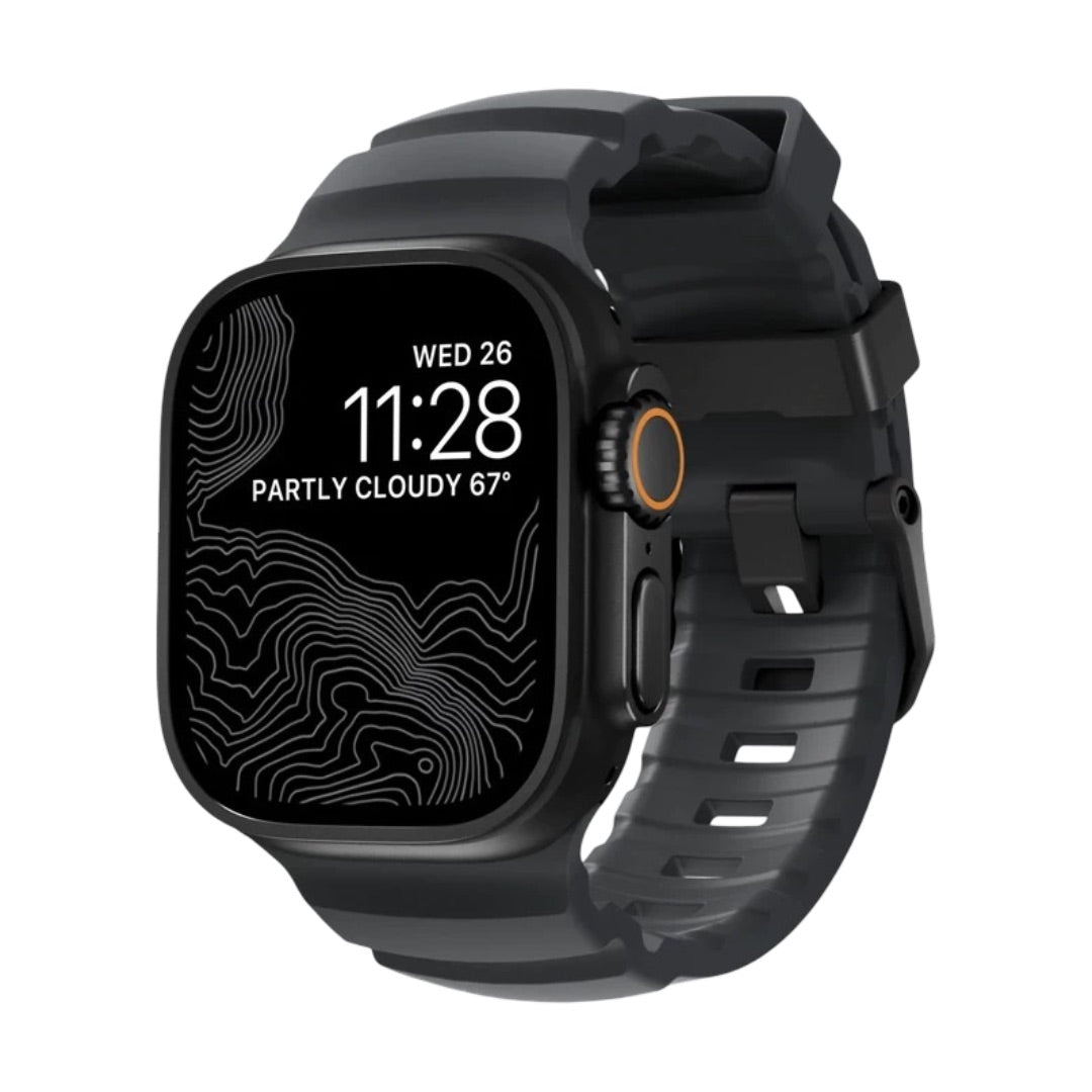 Reinforced Silicone Apple Watch Bracelet, Sturdy Buckle, Modern Look for Apple Watch 44-49mm, Sadius Model