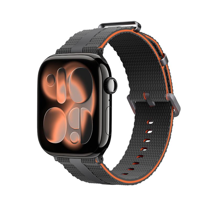 Textured Silicone Apple Watch Bracelet with a sturdy stainless steel buckle, offering absolute comfort, Guetta model