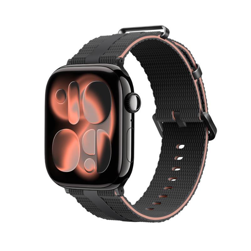 Textured Silicone Apple Watch Bracelet with a sturdy stainless steel buckle, offering absolute comfort, Guetta model