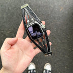 Braided Vegan Leather Apple Watch Bracelet, Multi-Wrap with Metal Cross, Bold and Modern Look, Daxo Model
