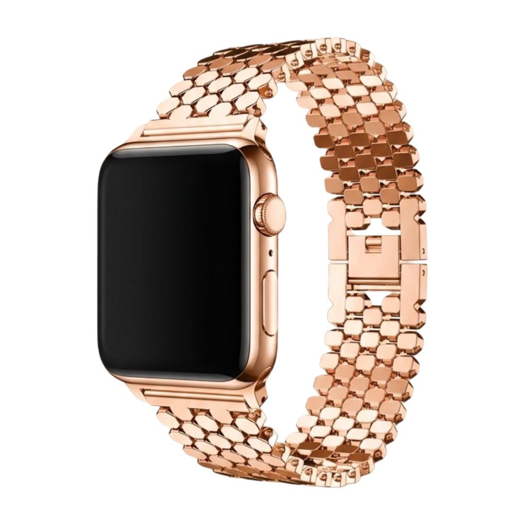 Apple Watch Bracelet with Hexagonal Scale Mesh, Deployant Clasp, Zeldia Model