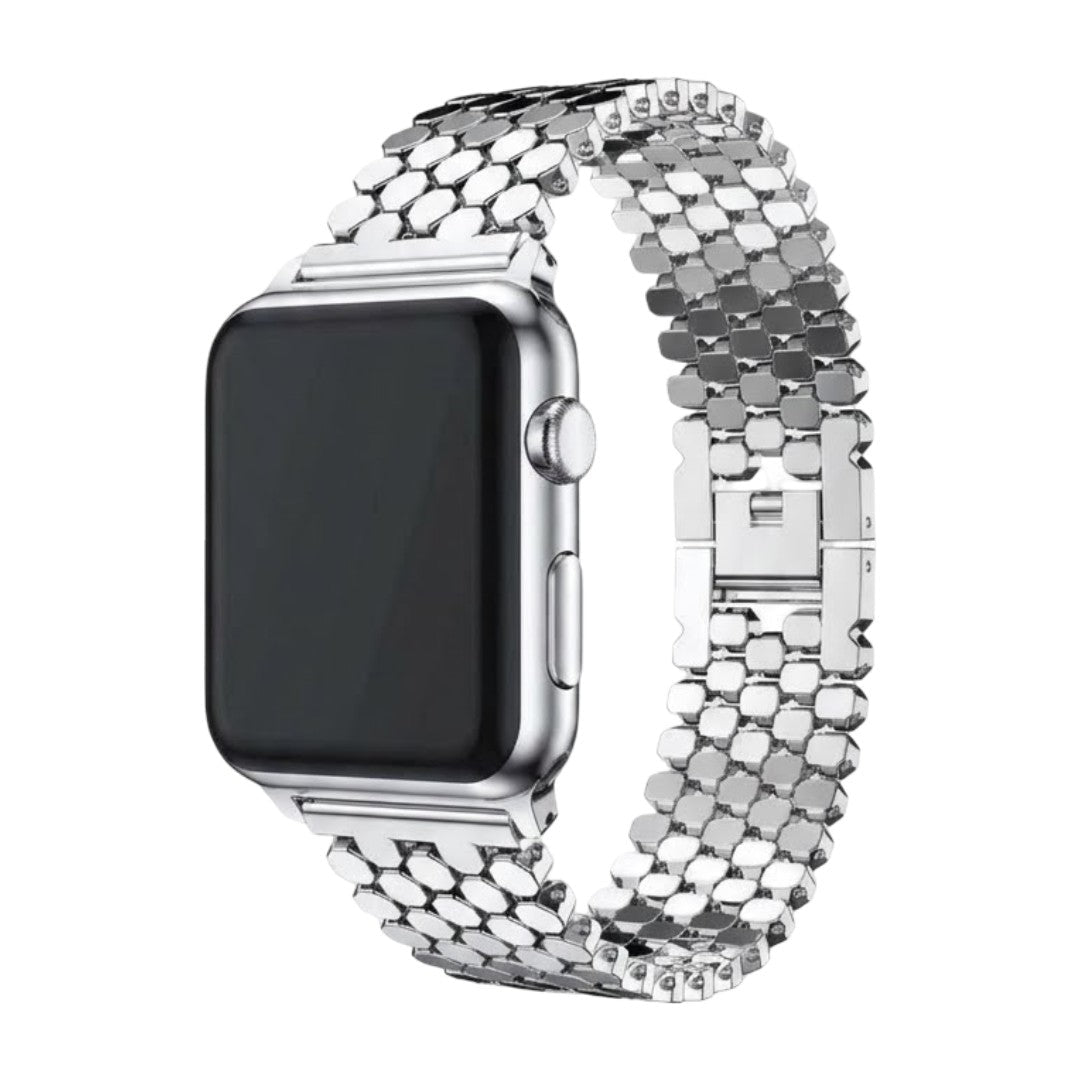 Apple Watch Bracelet with Hexagonal Scale Mesh, Deployant Clasp, Zeldia Model