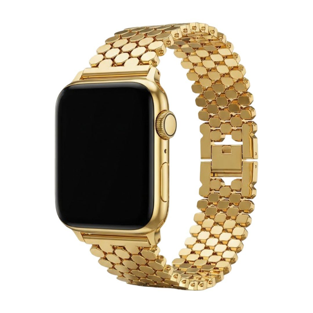 Apple Watch Bracelet with Hexagonal Scale Mesh, Deployant Clasp, Zeldia Model