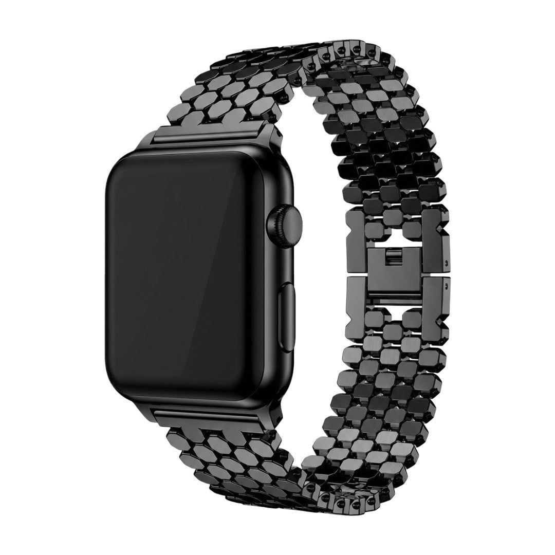 Apple Watch Bracelet with Hexagonal Scale Mesh, Deployant Clasp, Zeldia Model