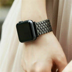 Apple Watch Bracelet with Hexagonal Scale Mesh, Deployant Clasp, Zeldia Model