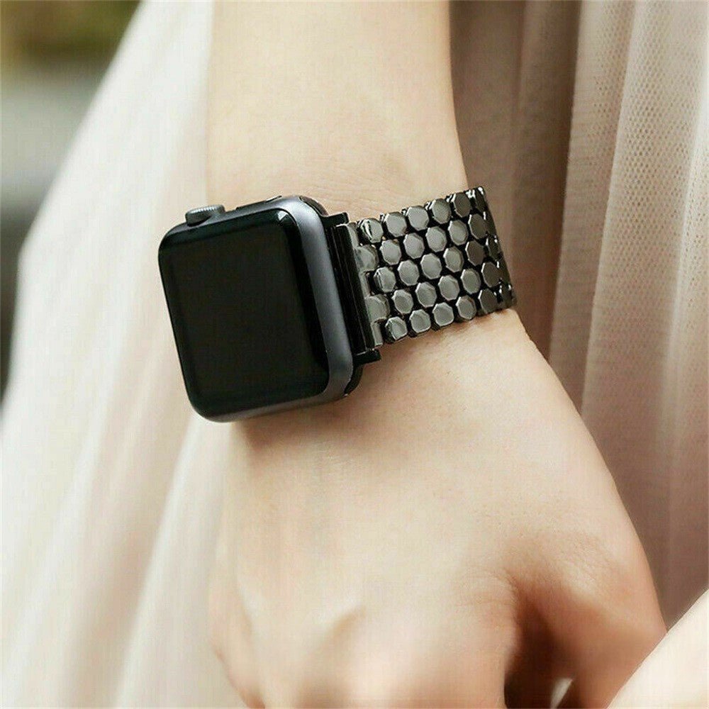 Apple Watch Bracelet with Hexagonal Scale Mesh, Deployant Clasp, Zeldia Model