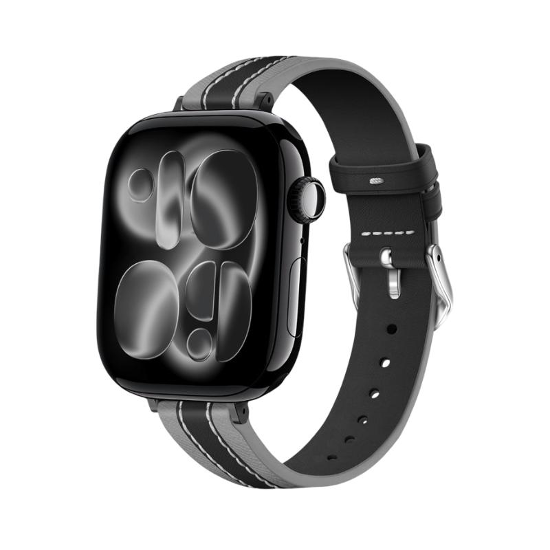 Apple Watch Bracelet for Women in Two-Tone Silicone, Stainless Steel Tang Buckle, Saddle Stitching, Compatible with All Series, Warna Model