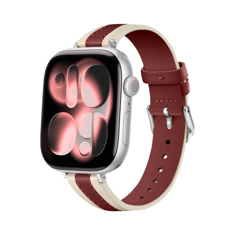 Apple Watch Bracelet for Women in Two-Tone Silicone, Stainless Steel Tang Buckle, Saddle Stitching, Compatible with All Series, Warna Model