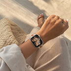 Apple Watch Bracelet for Women in Two-Tone Silicone, Stainless Steel Tang Buckle, Saddle Stitching, Compatible with All Series, Warna Model