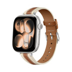 Apple Watch Bracelet for Women in Two-Tone Silicone, Stainless Steel Tang Buckle, Saddle Stitching, Compatible with All Series, Warna Model