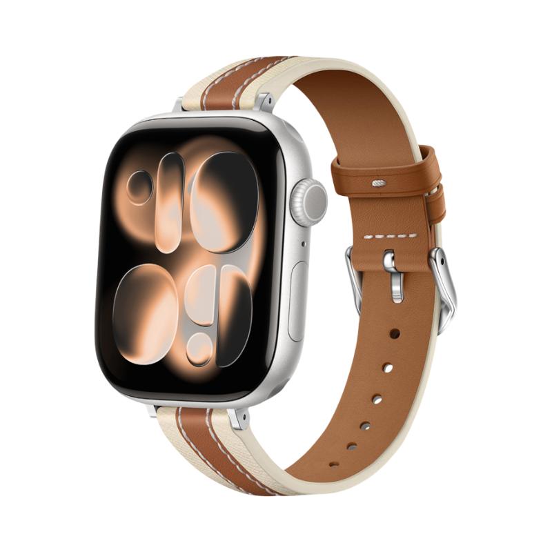 Apple Watch Bracelet for Women in Two-Tone Silicone, Stainless Steel Tang Buckle, Saddle Stitching, Compatible with All Series, Warna Model