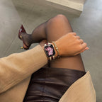 Apple Watch Bracelet for Women in Two-Tone Silicone, Stainless Steel Tang Buckle, Saddle Stitching, Compatible with All Series, Warna Model