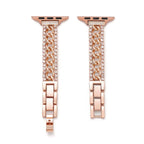 Apple Watch Bracelet with Double Cuban Link and Rhinestones, Adjustable Links, for Women, Kania Model