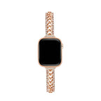 Apple Watch Bracelet with Double Cuban Link and Rhinestones, Adjustable Links, for Women, Kania Model
