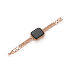 Apple Watch Bracelet with Double Cuban Link and Rhinestones, Adjustable Links, for Women, Kania Model