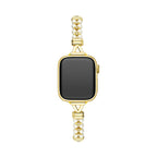 Apple Watch Bracelet with Beads and Openwork Links, Gold or Silver Finish, for Women, Yizelle Model