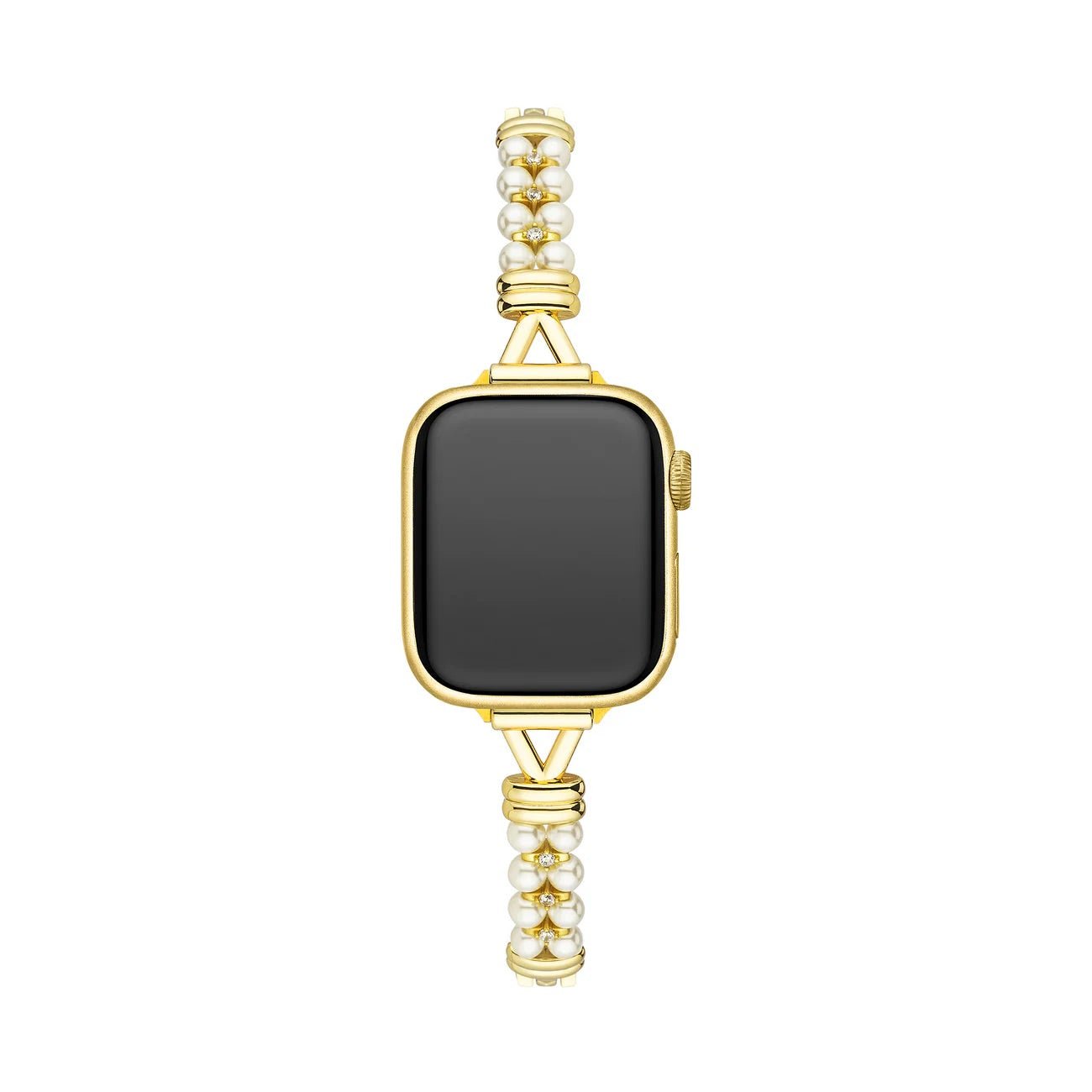 Apple Watch Bracelet with Beads and Openwork Links, Gold or Silver Finish, for Women, Yizelle Model