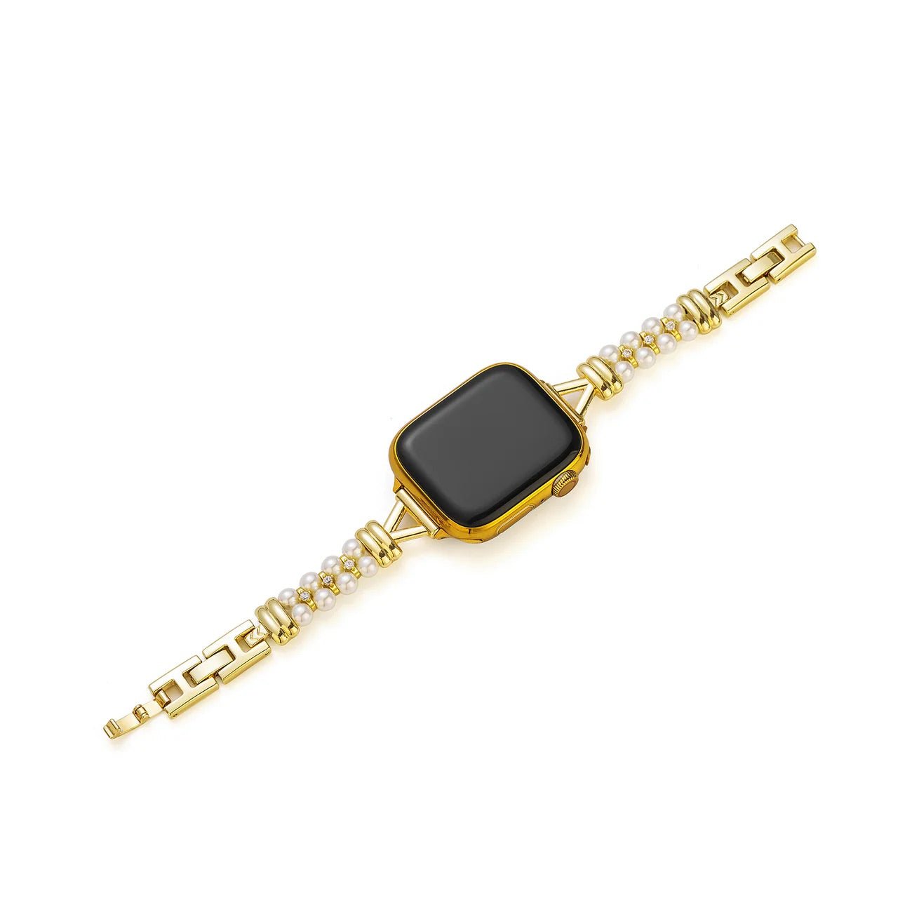 Apple Watch Bracelet with Beads and Openwork Links, Gold or Silver Finish, for Women, Yizelle Model