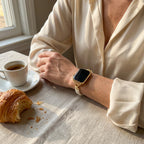 Apple Watch Bracelet with Beads and Openwork Links, Gold or Silver Finish, for Women, Yizelle Model