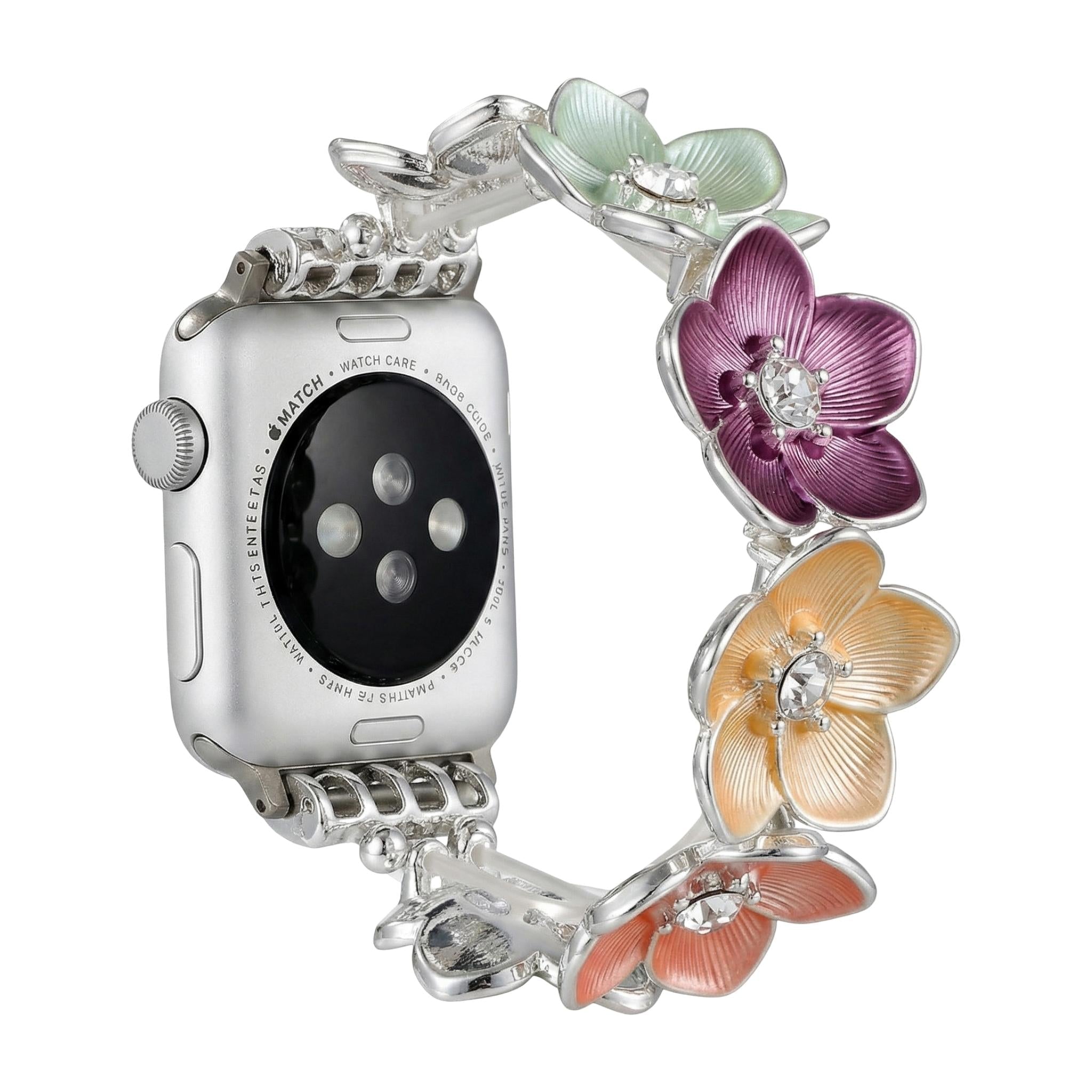 Apple Watch Bracelet, Florianne Model – Floral Design with Enameled Petals and Zirconia, for Women