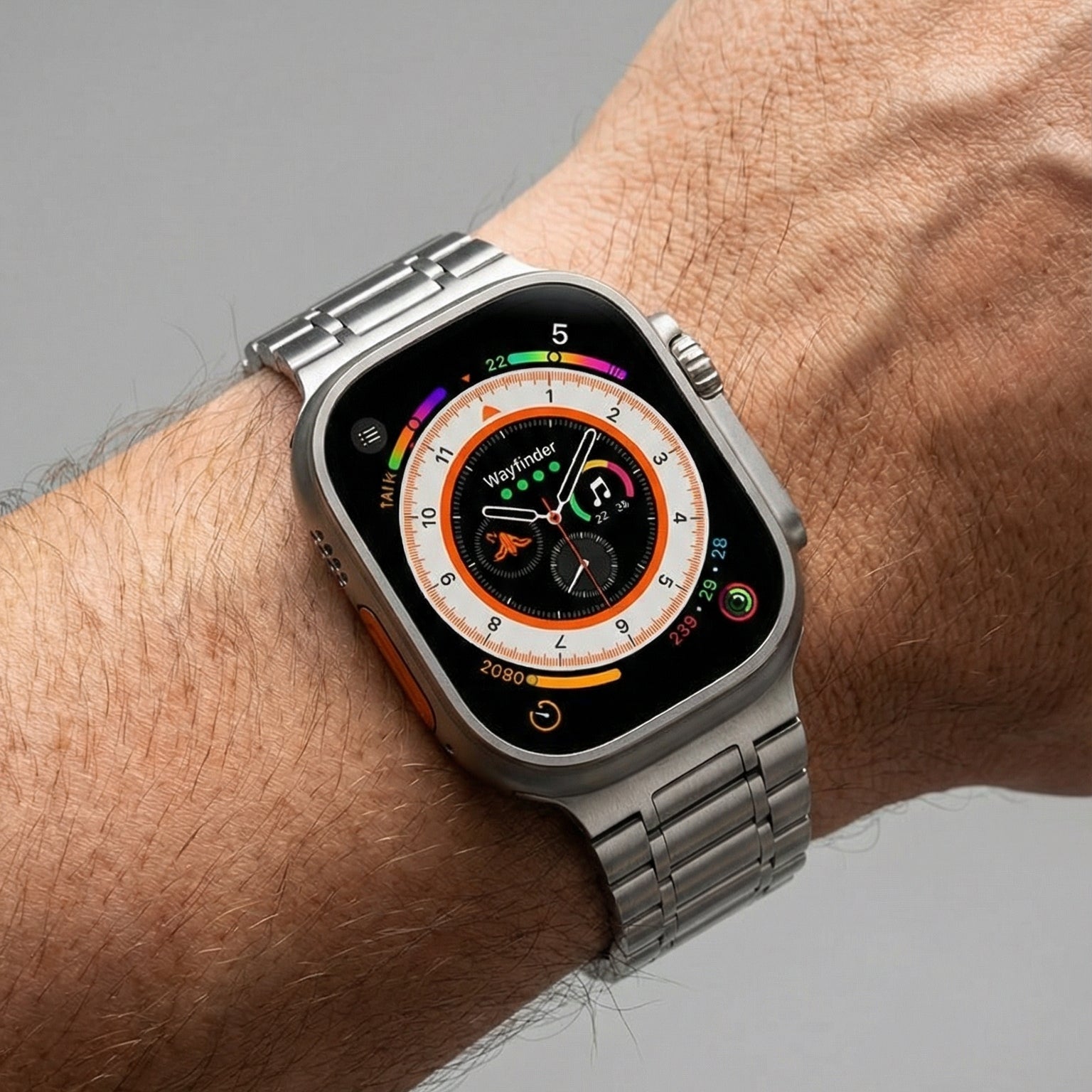 Apple Watch Bracelet in Stainless Steel, Five-Row Mesh, Magnetic Clasp, Hask Model