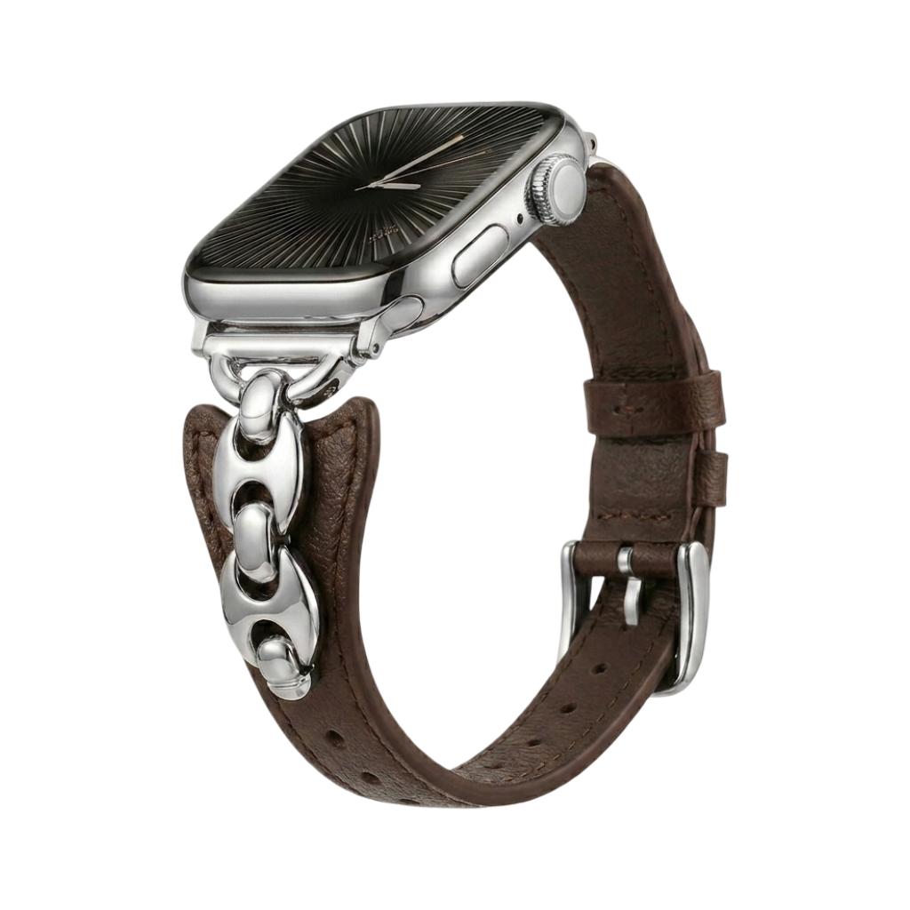 Apple Watch marine mesh bracelet, slim adjustable strap with pin buckle, gold, silver, and black finishes, Malsa model