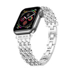 Elegant Metal Link Bracelet for Apple Watch, Structured Curb Chain with Zircon Details, Rija Model