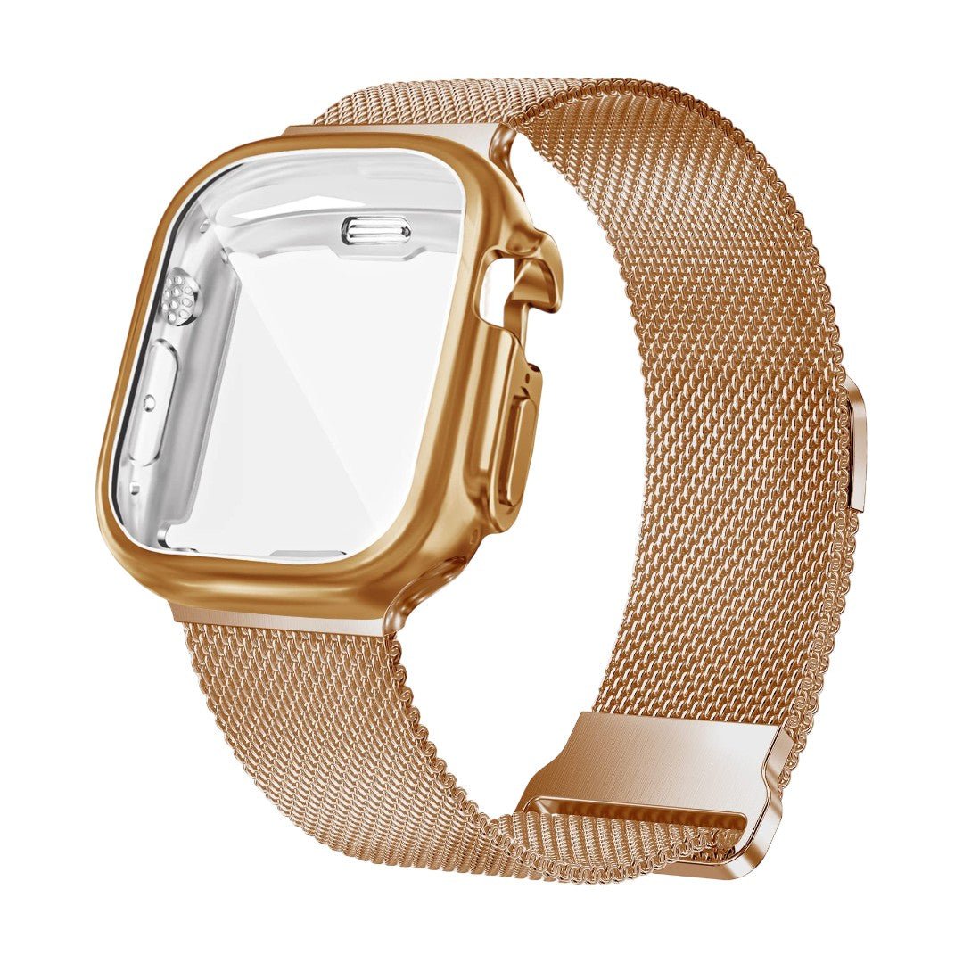 Apple Watch Bracelet, Milanese Mesh, Stainless Steel, Magnetic Clasp, with Integrated Protective Case, Milno Model