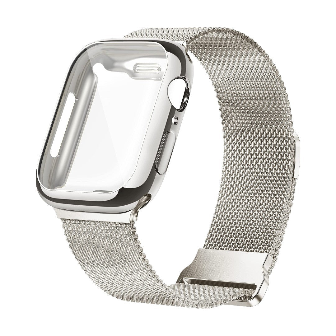 Apple Watch Bracelet, Milanese Mesh, Stainless Steel, Magnetic Clasp, with Integrated Protective Case, Milno Model