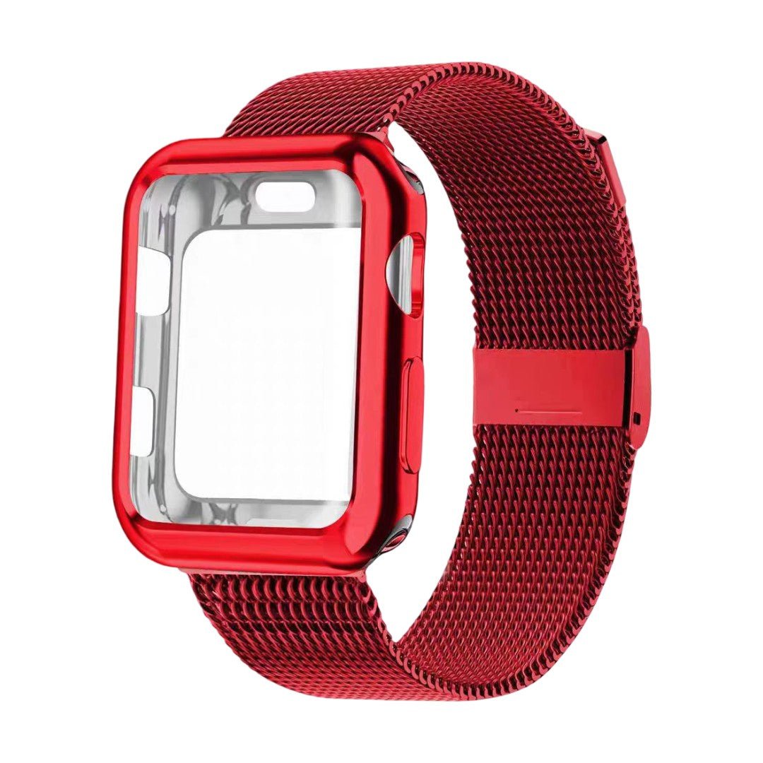 Apple Watch Bracelet, Milanese Mesh, Stainless Steel, Magnetic Clasp, with Integrated Protective Case, Milno Model