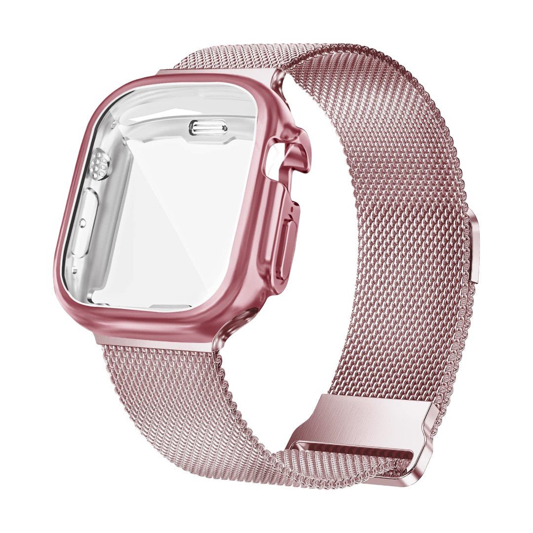 Apple Watch Bracelet, Milanese Mesh, Stainless Steel, Magnetic Clasp, with Integrated Protective Case, Milno Model