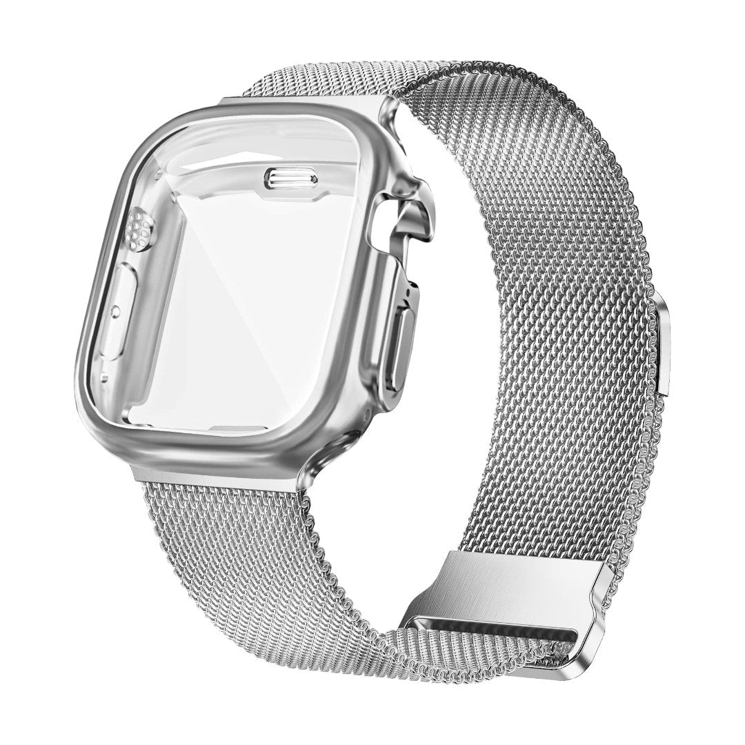 Apple Watch Bracelet, Milanese Mesh, Stainless Steel, Magnetic Clasp, with Integrated Protective Case, Milno Model