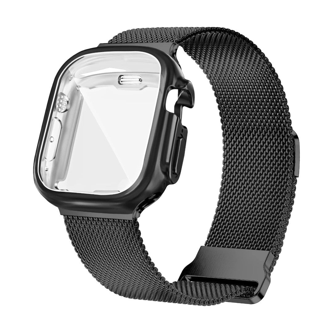 Apple Watch Bracelet, Milanese Mesh, Stainless Steel, Magnetic Clasp, with Integrated Protective Case, Milno Model