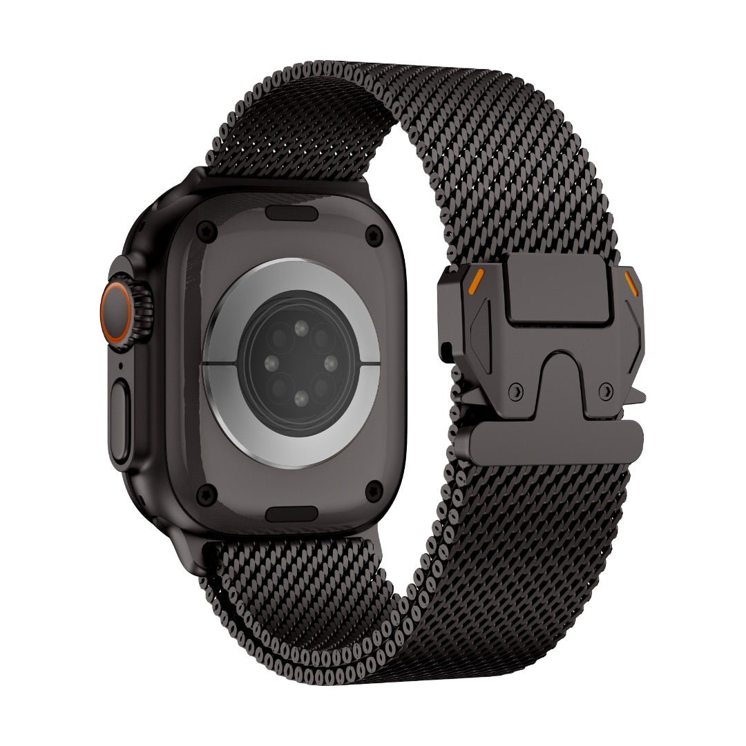 Apple Watch Bracelet in Stainless Steel, Milanese Mesh, Tactical Clasp, Elanko Model