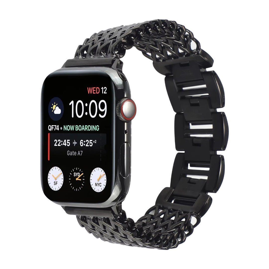 Apple Watch Bracelet in Stainless Steel, Braided Chevron Spiga Mesh, Clytia Model