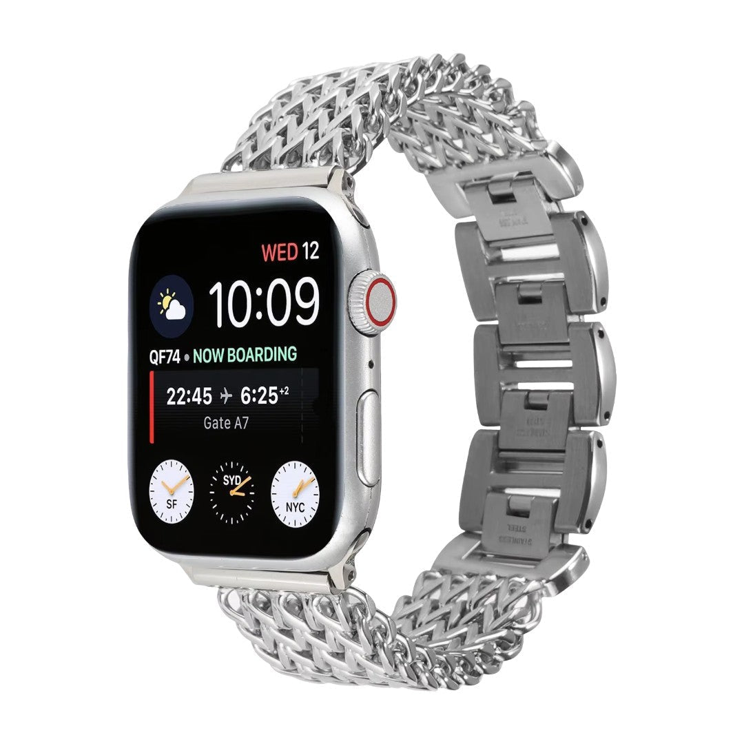 Apple Watch Bracelet in Stainless Steel, Braided Chevron Spiga Mesh, Clytia Model