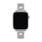 Apple Watch Bracelet with Interlaced Links, Infinity Pattern Set with Zirconia, Clasp Fastening, Zergone Model