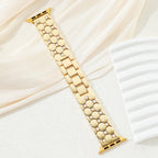 Apple Watch beaded metal bracelet, elegant geometric links, refined polished finish, Pita model