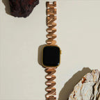 Apple Watch Bracelet in Stainless Steel, Triangular Wave Links, Brushed Finish, Azia Model
