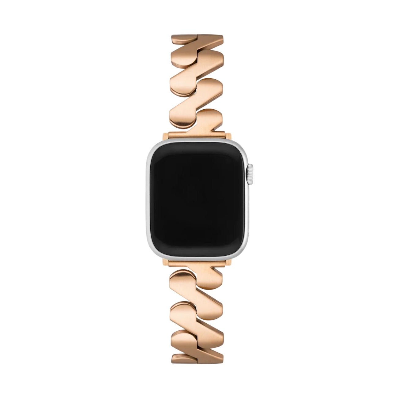 Apple Watch Bracelet in Stainless Steel, Triangular Wave Links, Brushed Finish, Azia Model