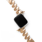 Apple Watch Bracelet in Stainless Steel, Triangular Wave Links, Brushed Finish, Azia Model