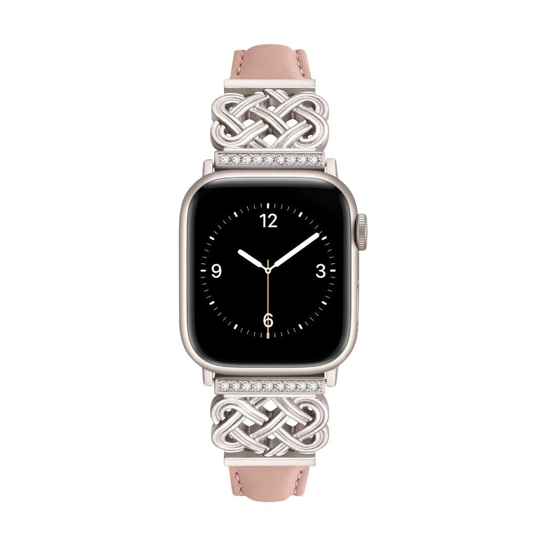 Apple Watch Bracelet, Chinese Knot Design with Zircon Setting, Smooth Strap, Celtia Model