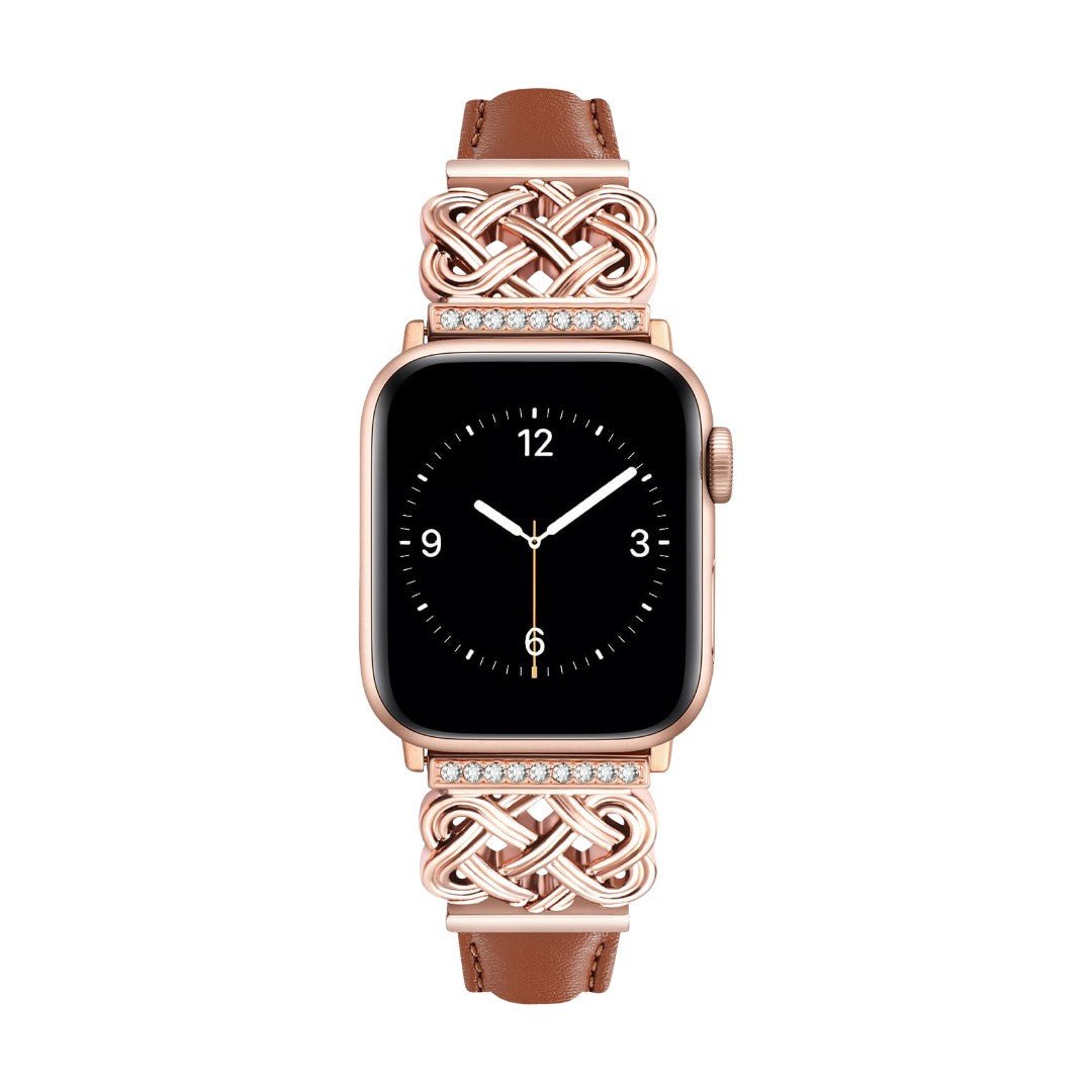 Apple Watch Bracelet, Chinese Knot Design with Zircon Setting, Smooth Strap, Celtia Model