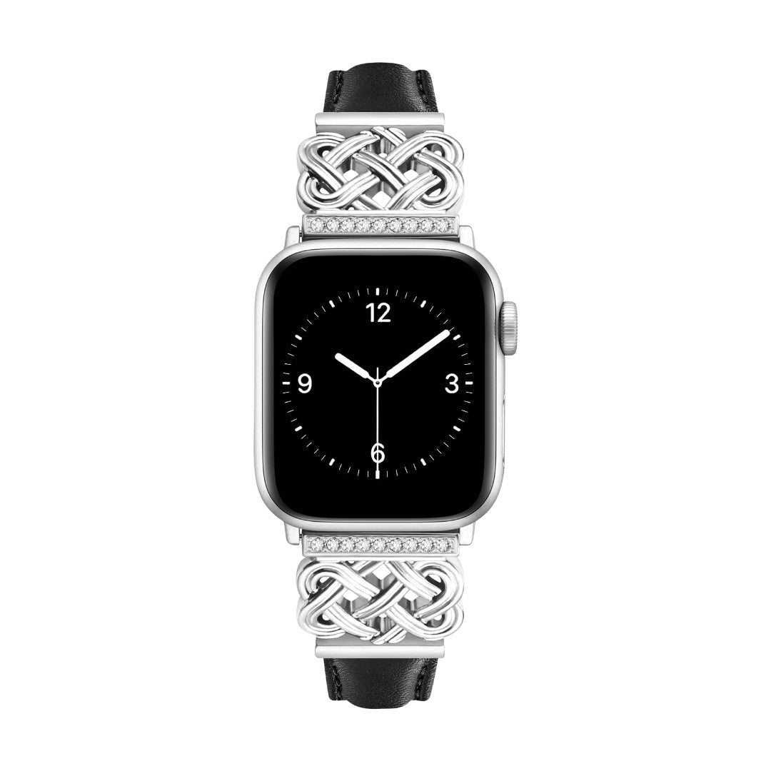 Apple Watch Bracelet, Chinese Knot Design with Zircon Setting, Smooth Strap, Celtia Model